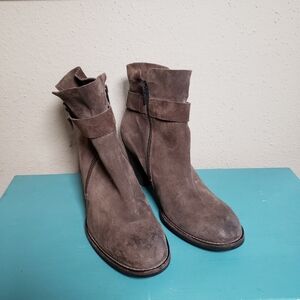 Paul Green Nubuck Sheridan Ankle Booties UK 6 US 8.5 Brown Burnished Suede Zip